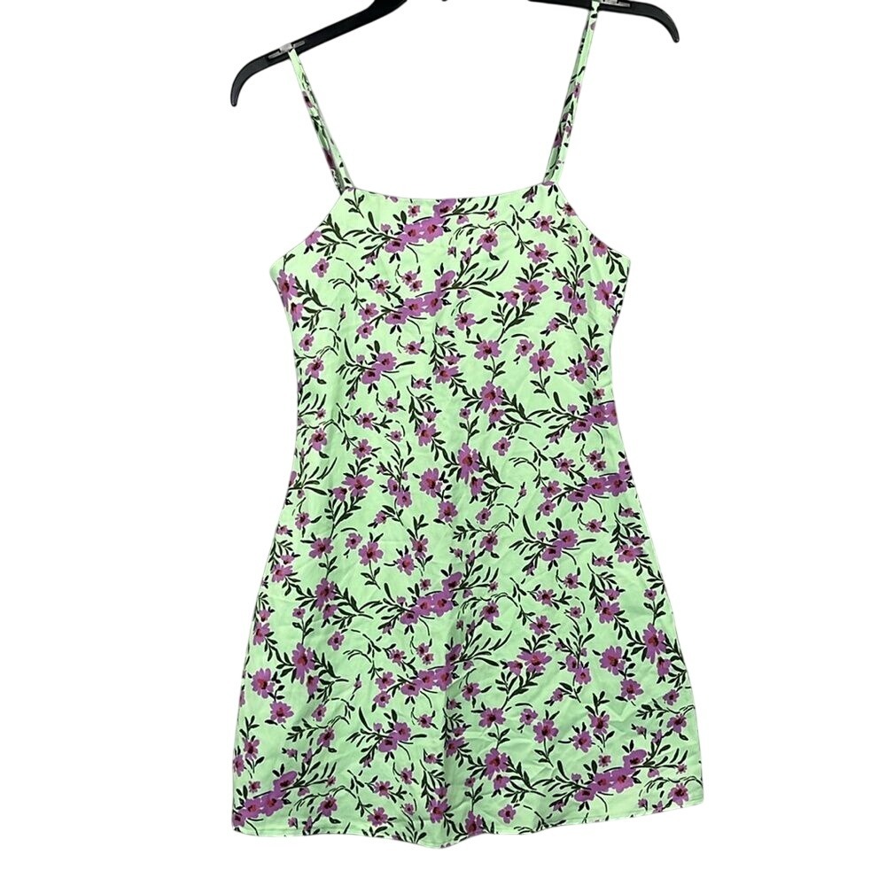 Cider Sleeveless Mini Dress‎ Floral  Womens Size Small Green Unlined